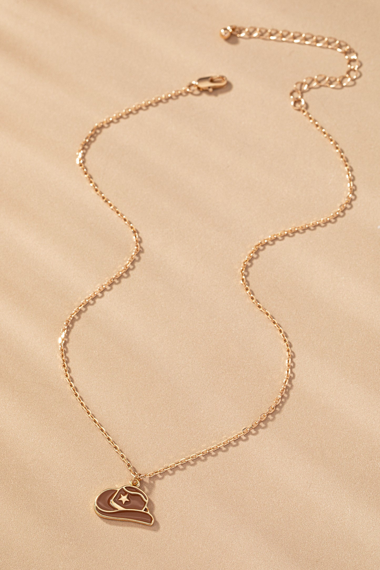 Cowboy Hat Necklace Brown