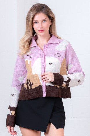 Denim Collar Horse Jacket Pink