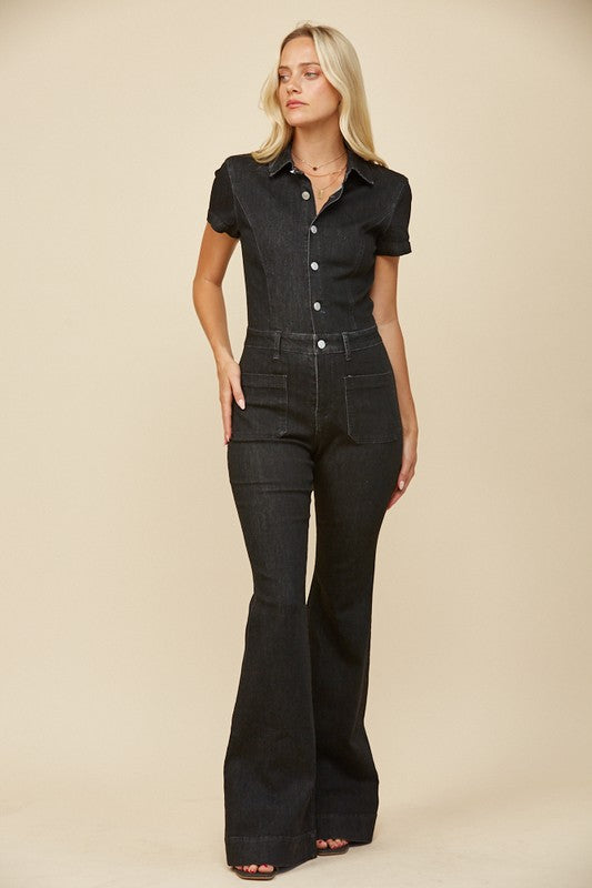 Black Denim Jumpsuit