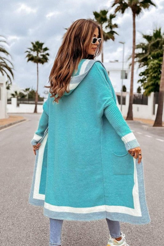 Hooded Cardigan Turquoise