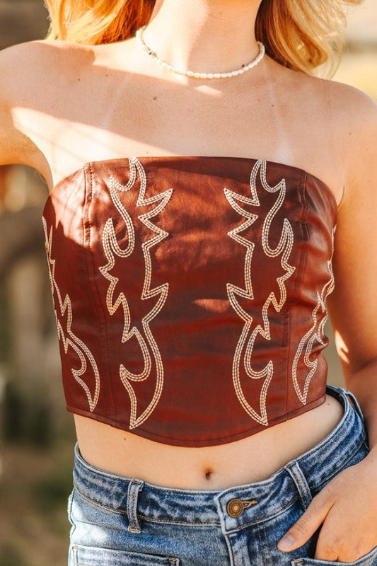 Red Leather Boot Stitch Corset
