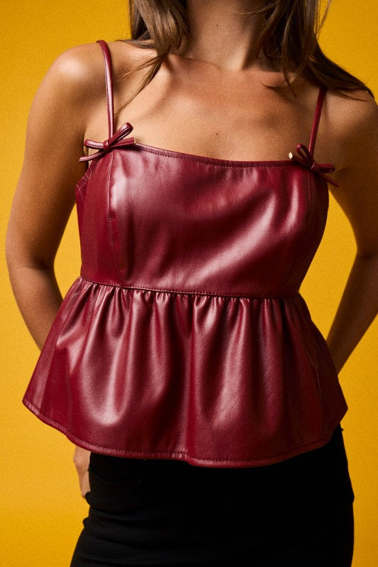 Leather Burgundy Top