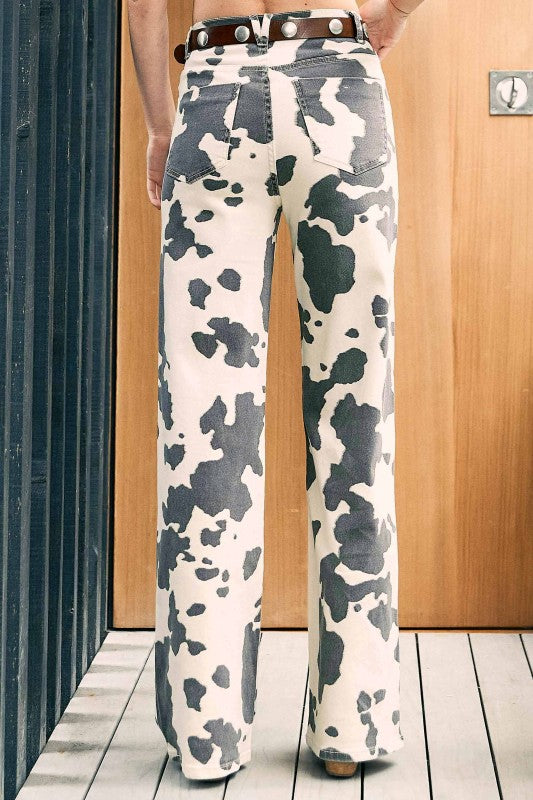 Cow Print Wide Leg