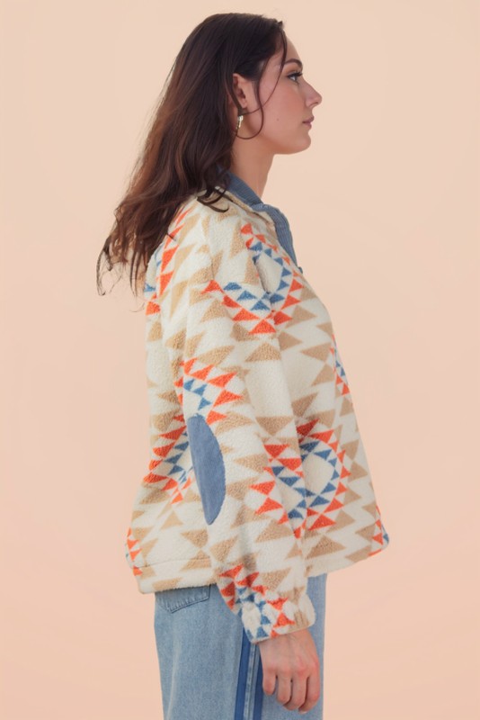 Aztec Pullover Blue/Cream