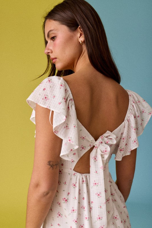 White with Pink Floral Dress