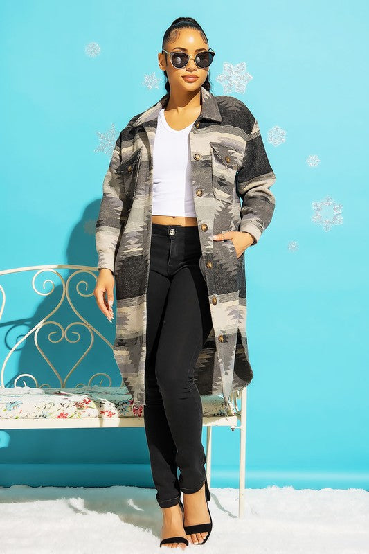 Black Long Aztec Jacket