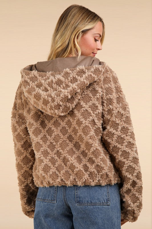Fuzzy Textured Jacket Taupe