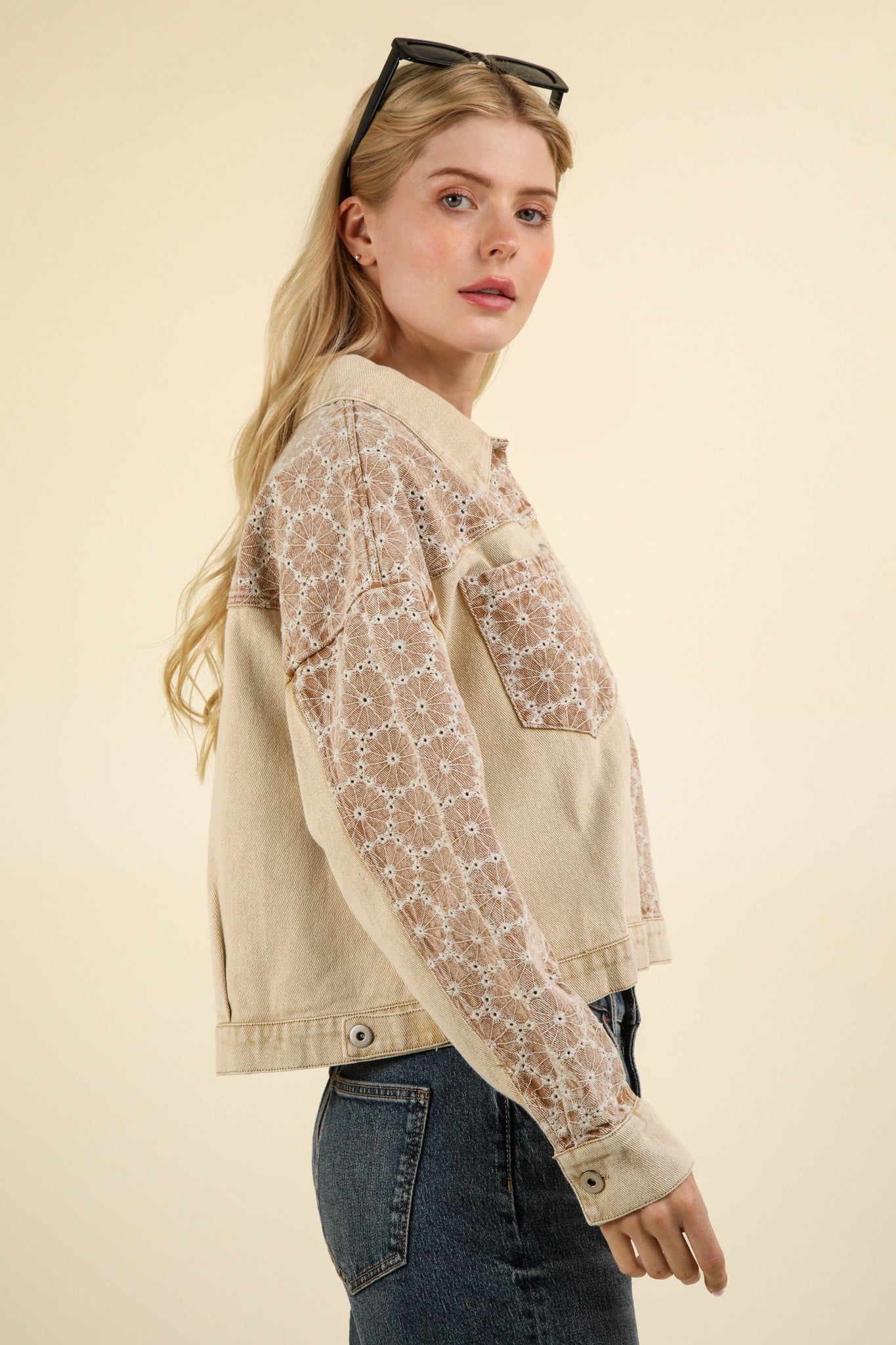 Floral Cream Denim