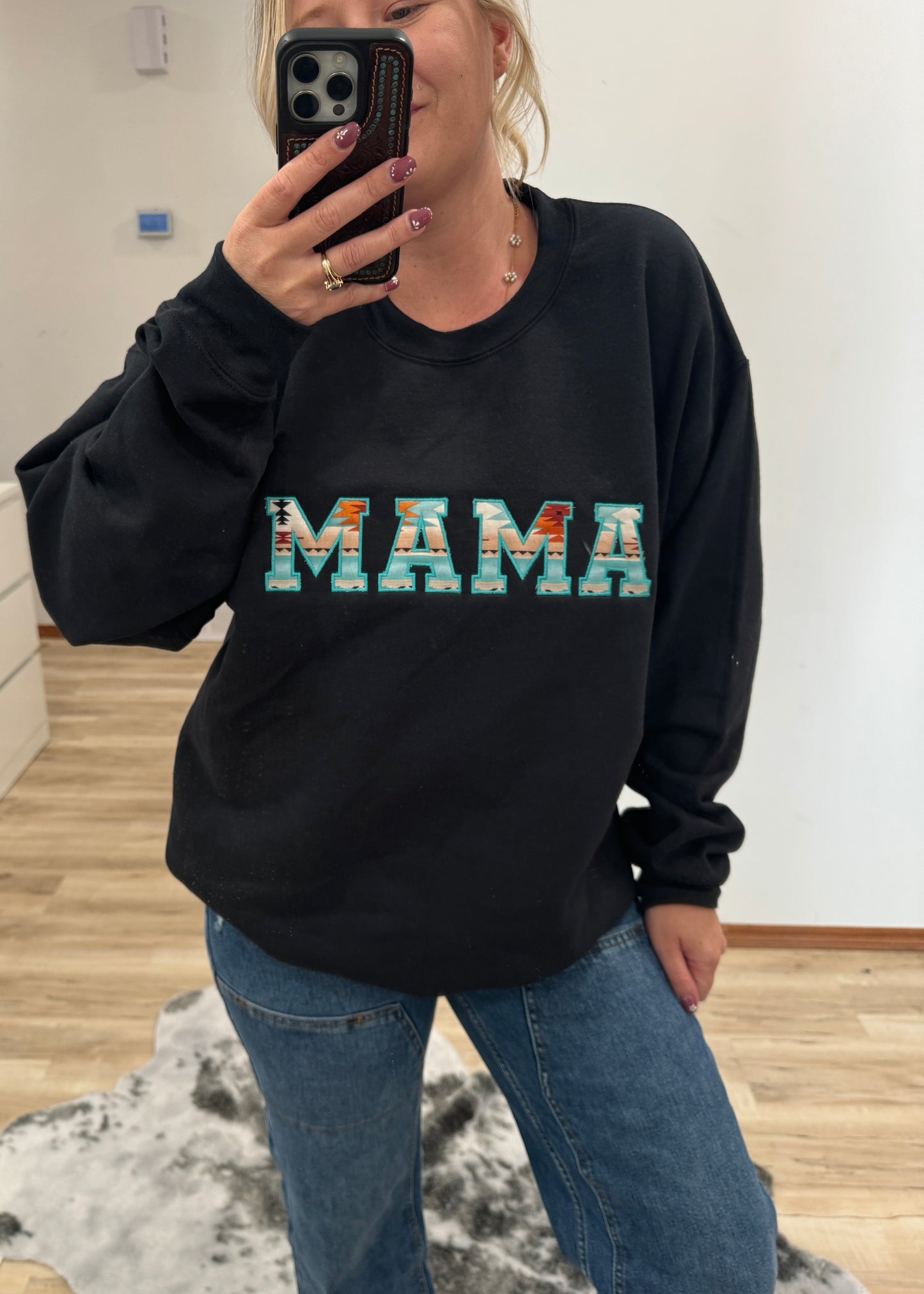 MAMA turquoise crewneck