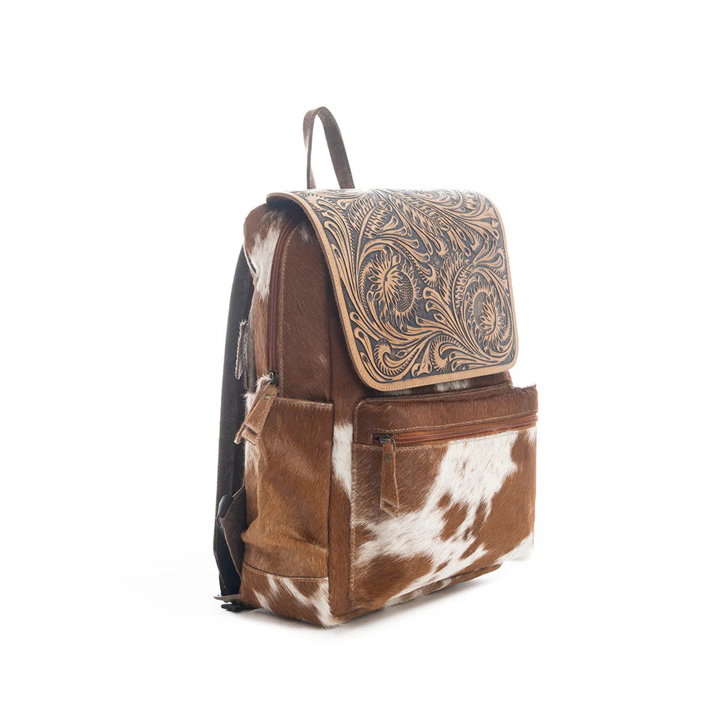 Cowhide Backpack Red Tooled