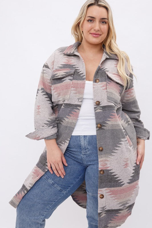 Pink Long Aztec Jacket