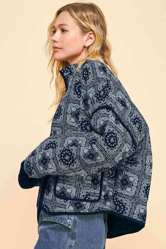 Navy Quilted Bandanna Jacket