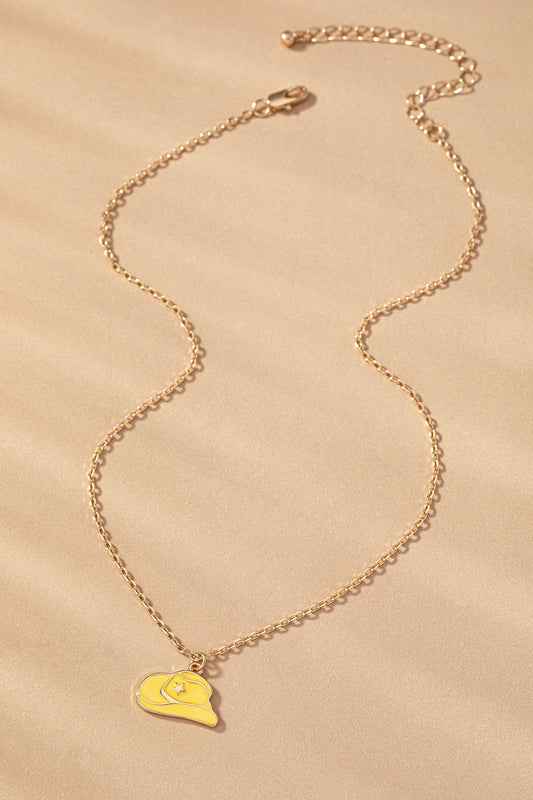 Cowboy Hat Necklace Yellow