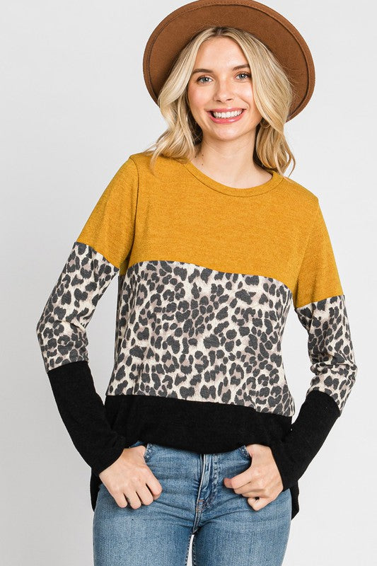 Mustard Color Block Top