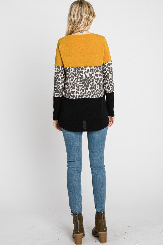 Mustard Color Block Top