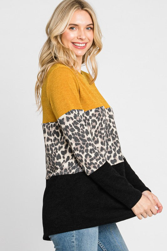 Mustard Color Block Top