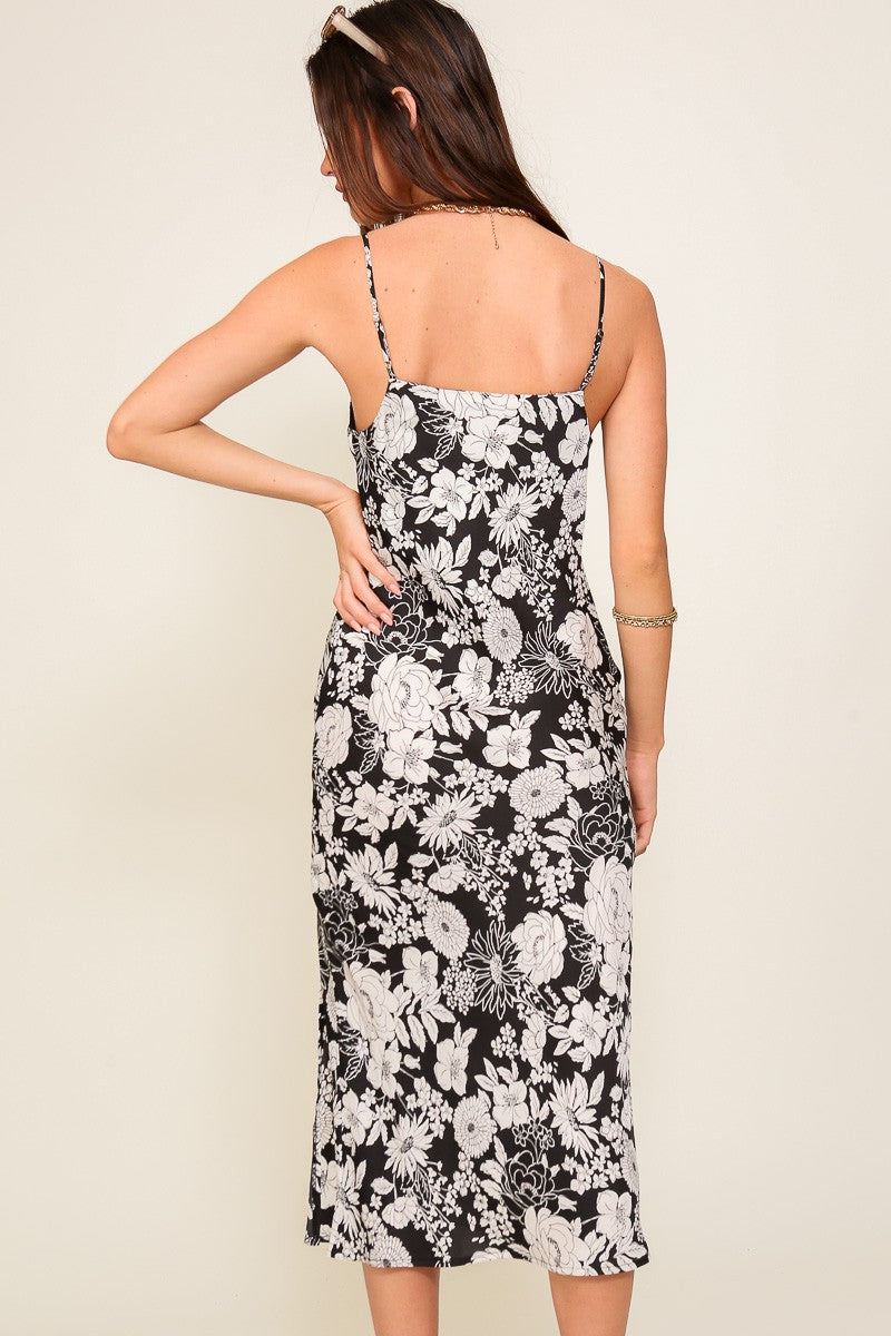 Black Floral Midi