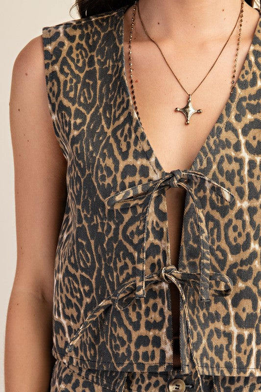 Leopard Tie Vest
