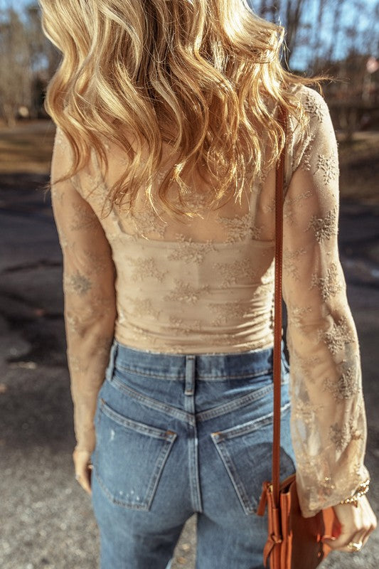 Lace Mesh Double Layered Cream