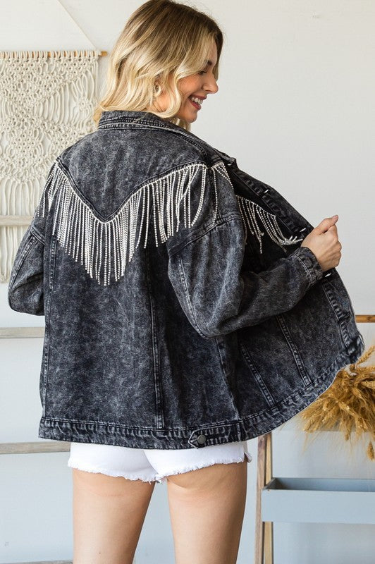 Denim Rhinestone Jacket