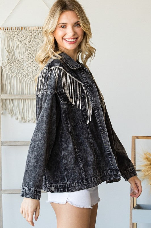 Denim Rhinestone Jacket