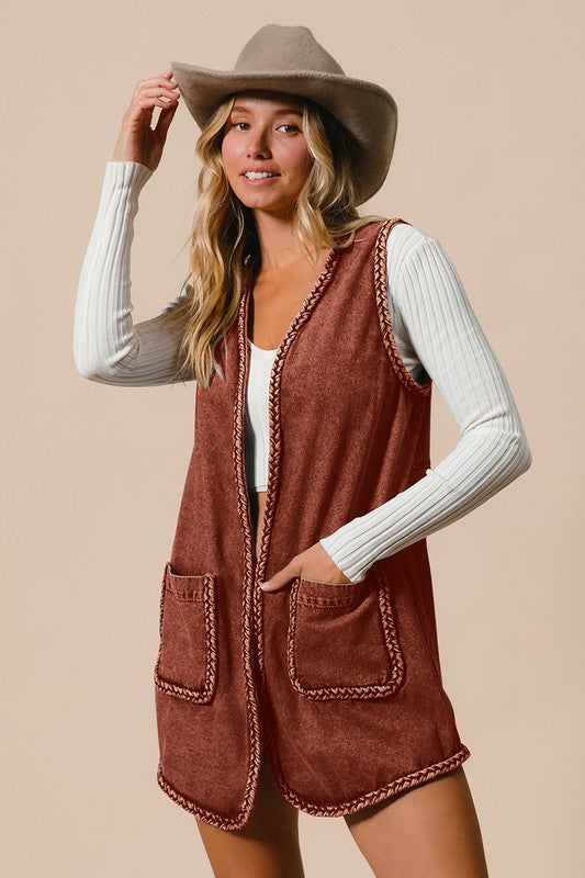 Braided Edge Vest Rust