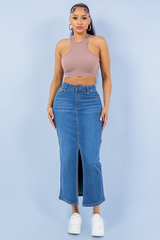 Light Denim Maxi Skirt