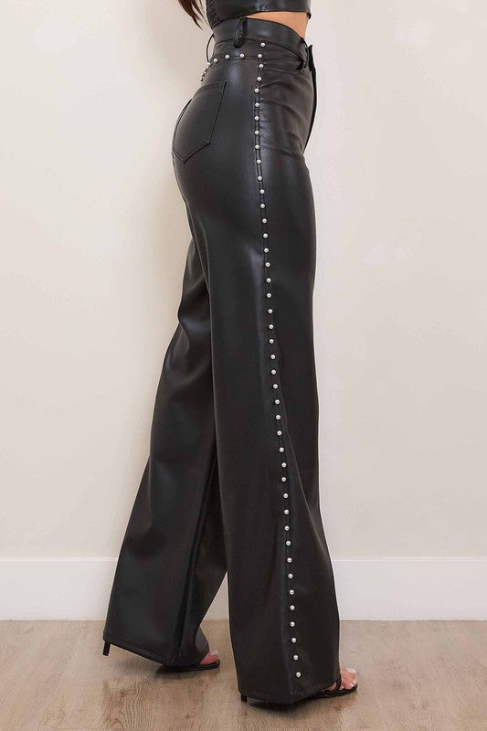 Pearl Wide Leg Leather