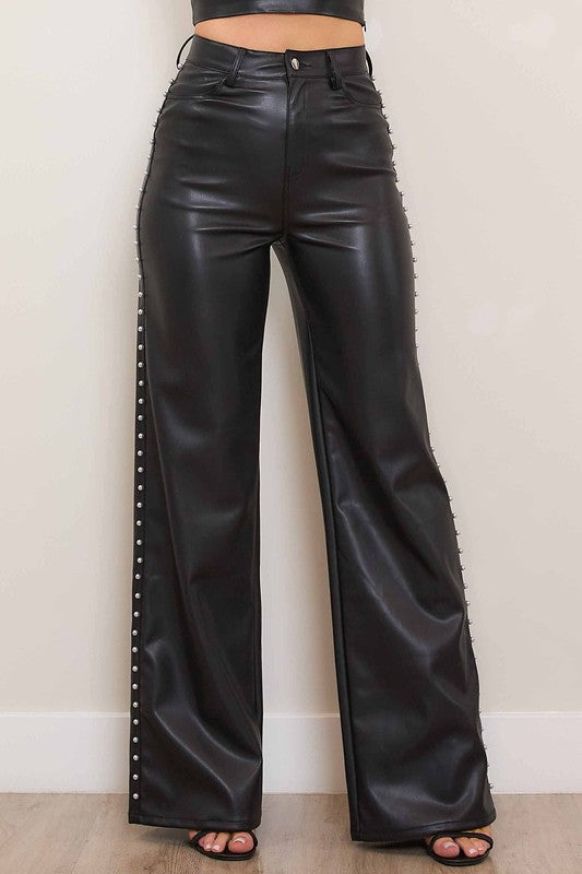 Pearl Wide Leg Leather