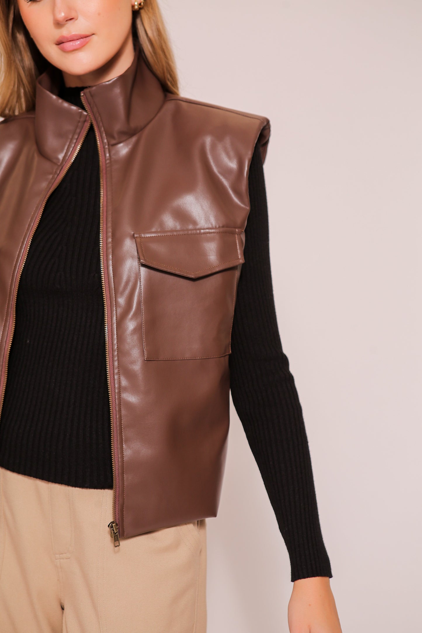 Padded Leather Vest