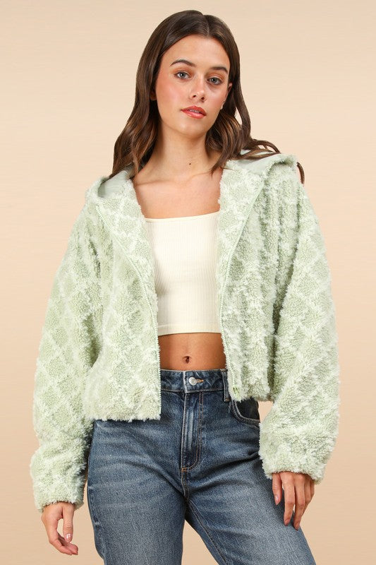 Fuzzy Textured Jacket Sage