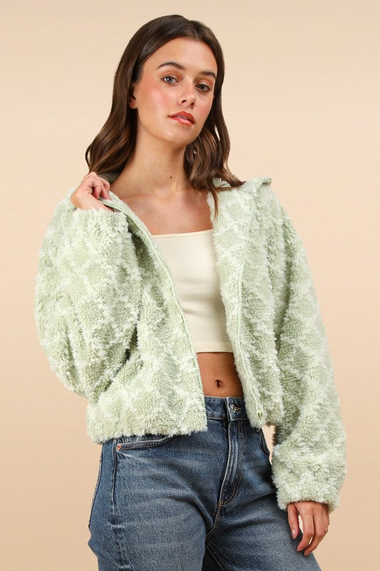 Fuzzy Textured Jacket Sage