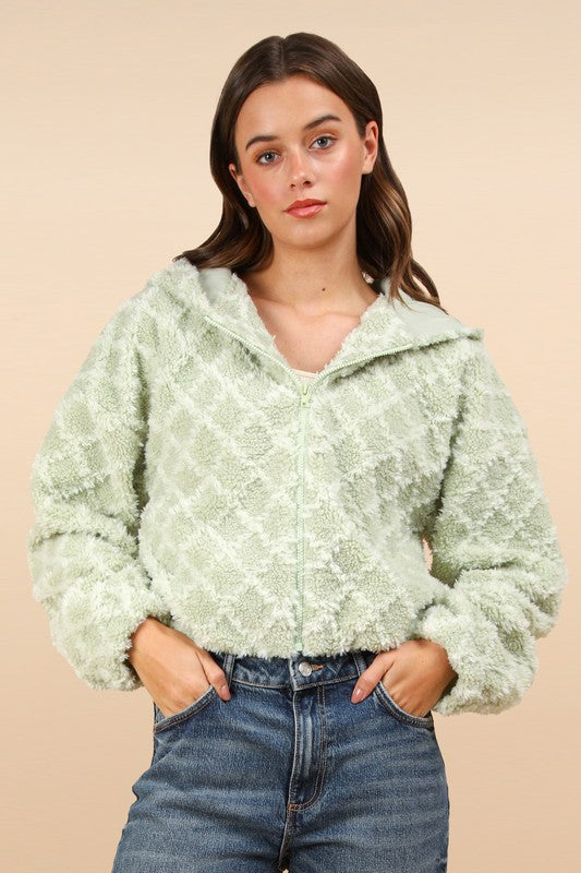 Fuzzy Textured Jacket Sage