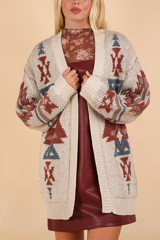 Aztec Knit Cardi Cream