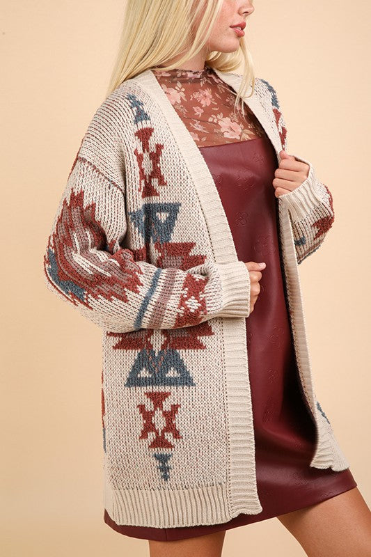Aztec Knit Cardi Cream