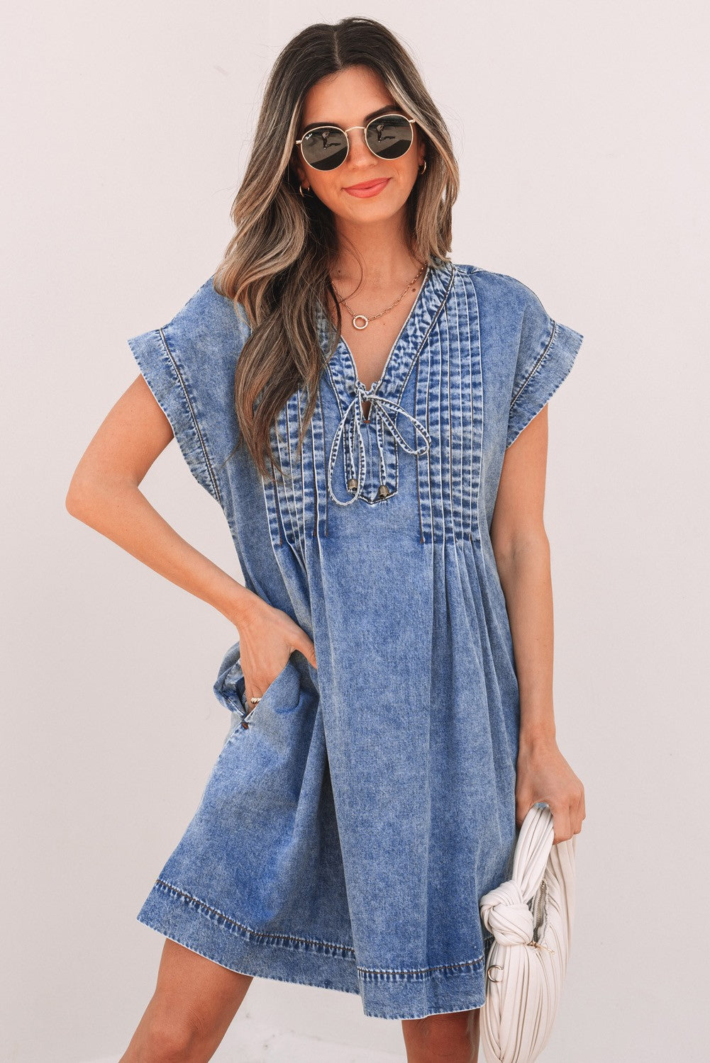 Ruffle Denim Dress