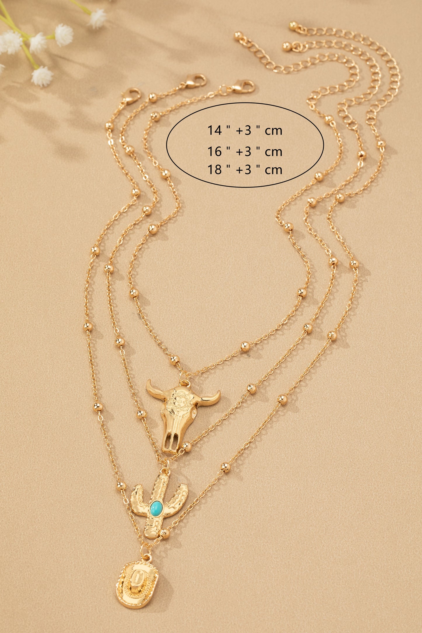Bull Skull Necklace Gold