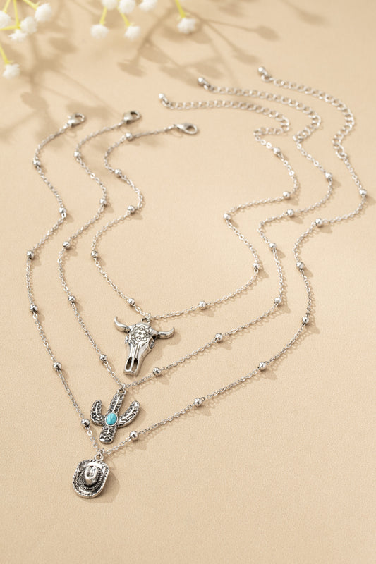 Cowboy Hat Necklace Silver