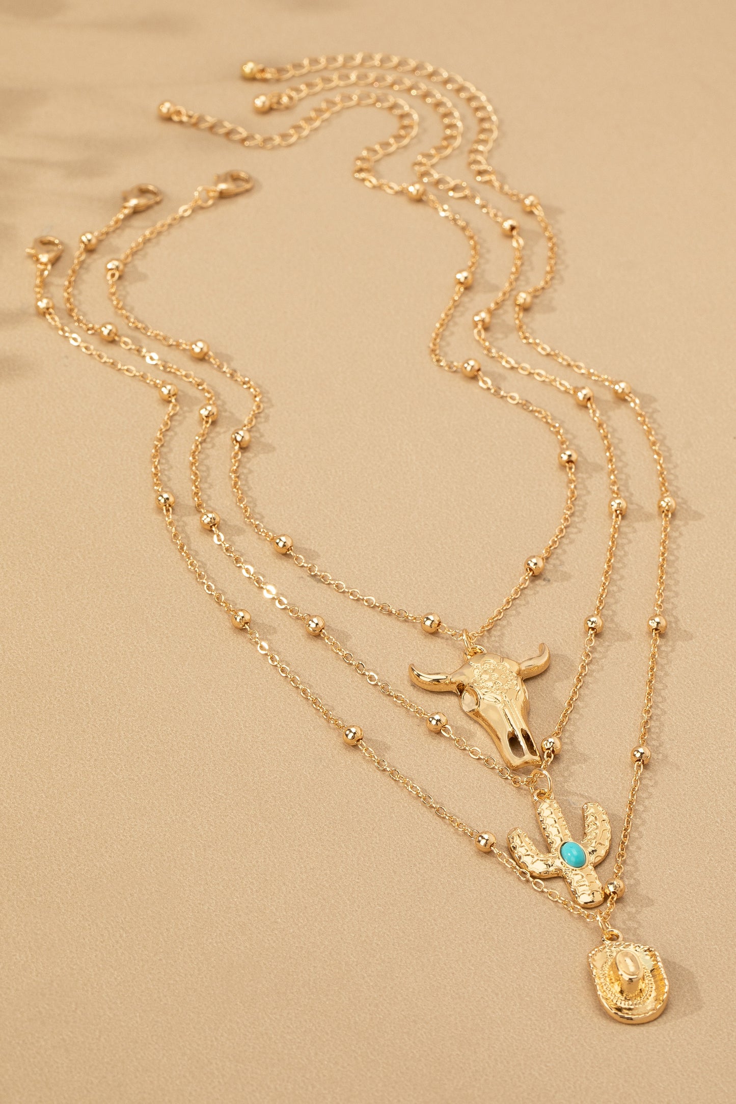 Bull Skull Necklace Gold