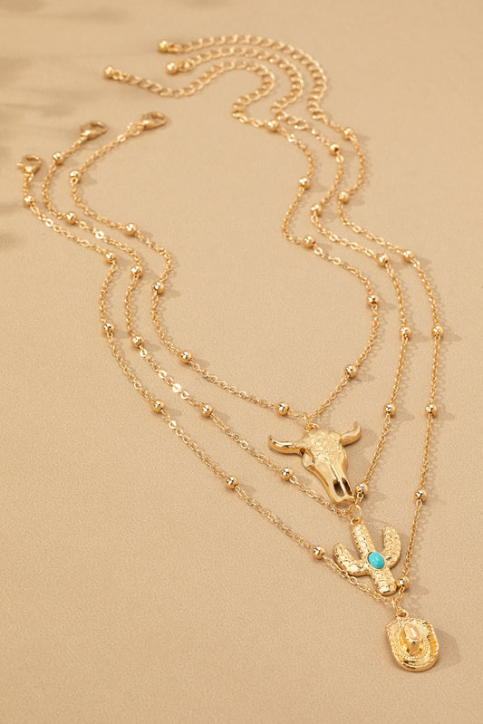 Cowboy Hat Necklace Gold