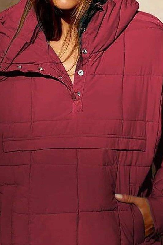 Oversized Hooded Pullover Cherry Red