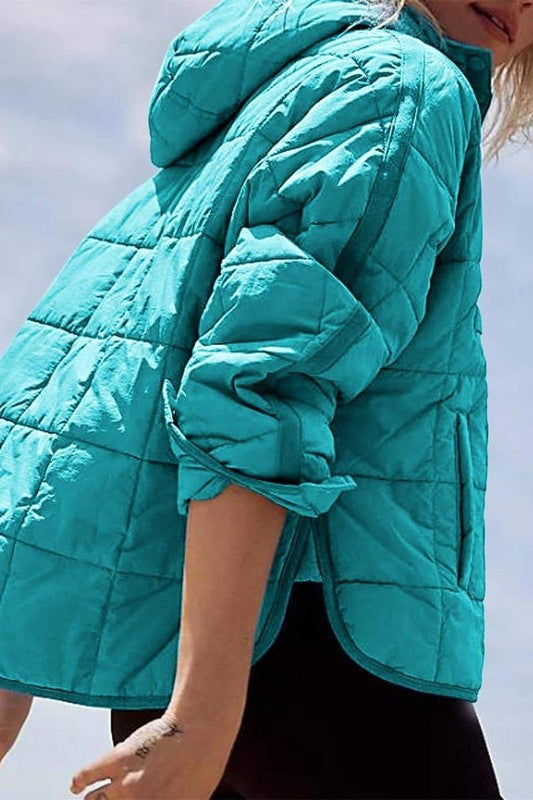 Oversized Hooded Pullover Turquoise