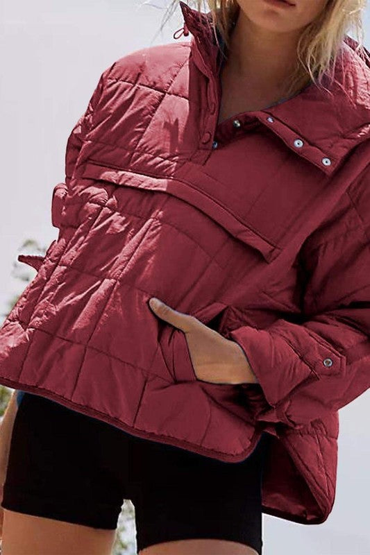 Oversized Hooded Pullover Cherry Red