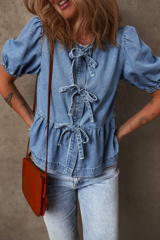 Denim Tie Top