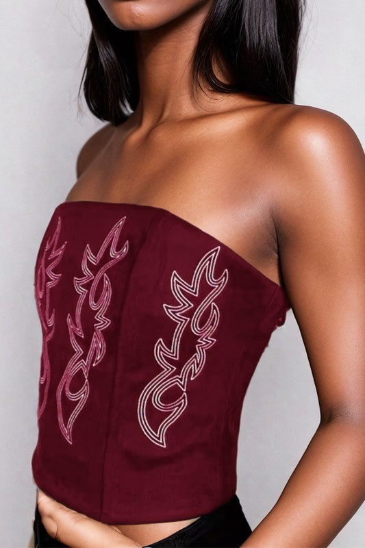 Boot Stitch Tube Top Wine