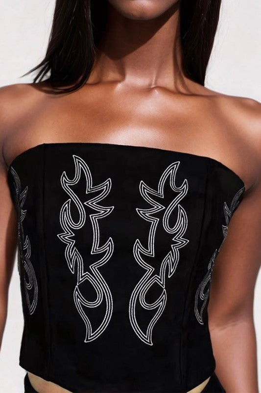 Boot Stitch Tube Top Black