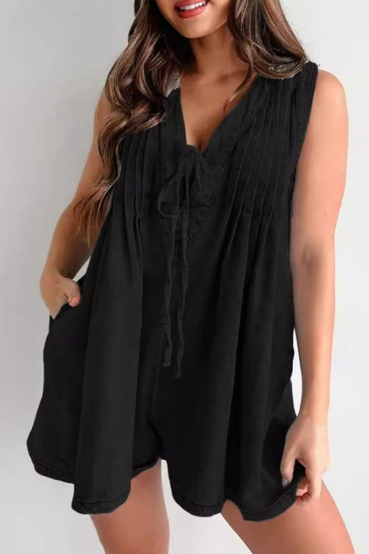 Black Front Tie Romper