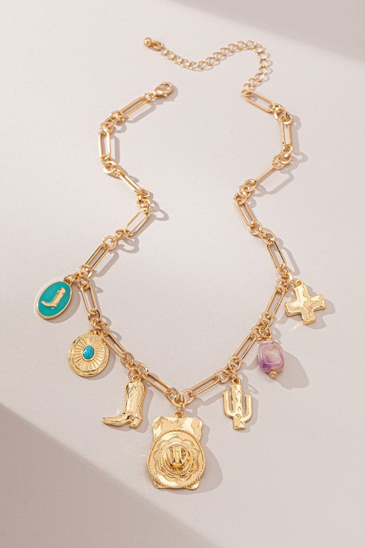 Turquoise Western Charm Necklace
