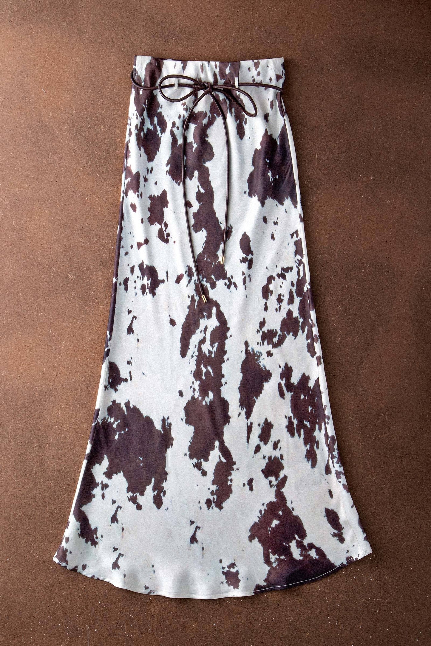 Satin Cow Print Skirt