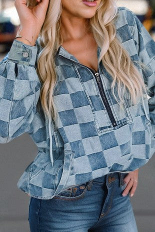 Denim Checker Pullover